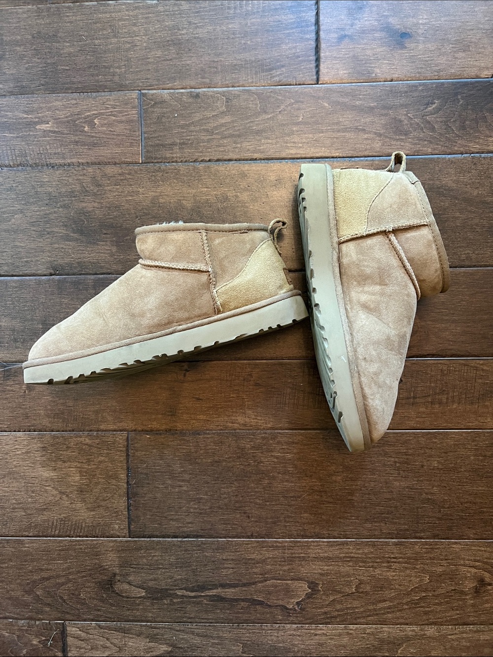 UGG Mini Booties in Tan Suede